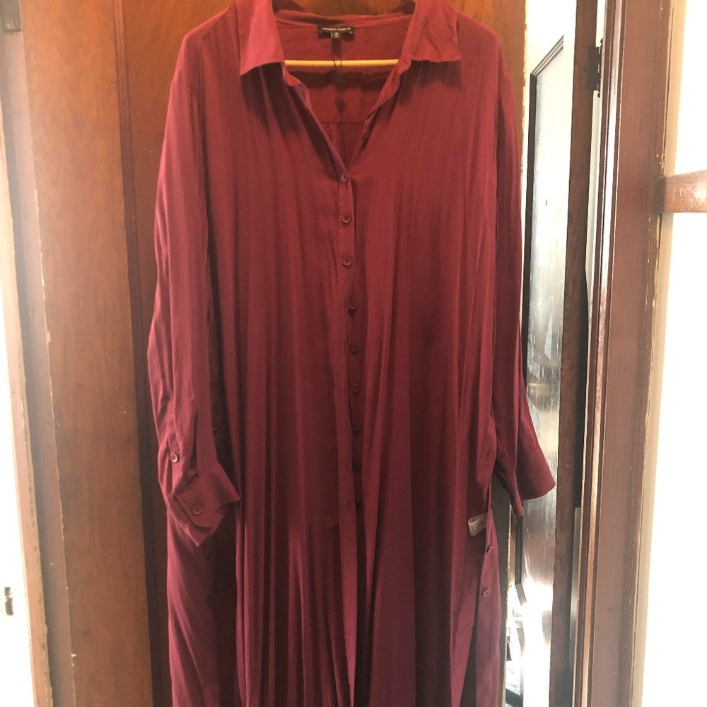 Universal Standard Nailah Button-Down Tunic, Size S (US 14-18), color Red